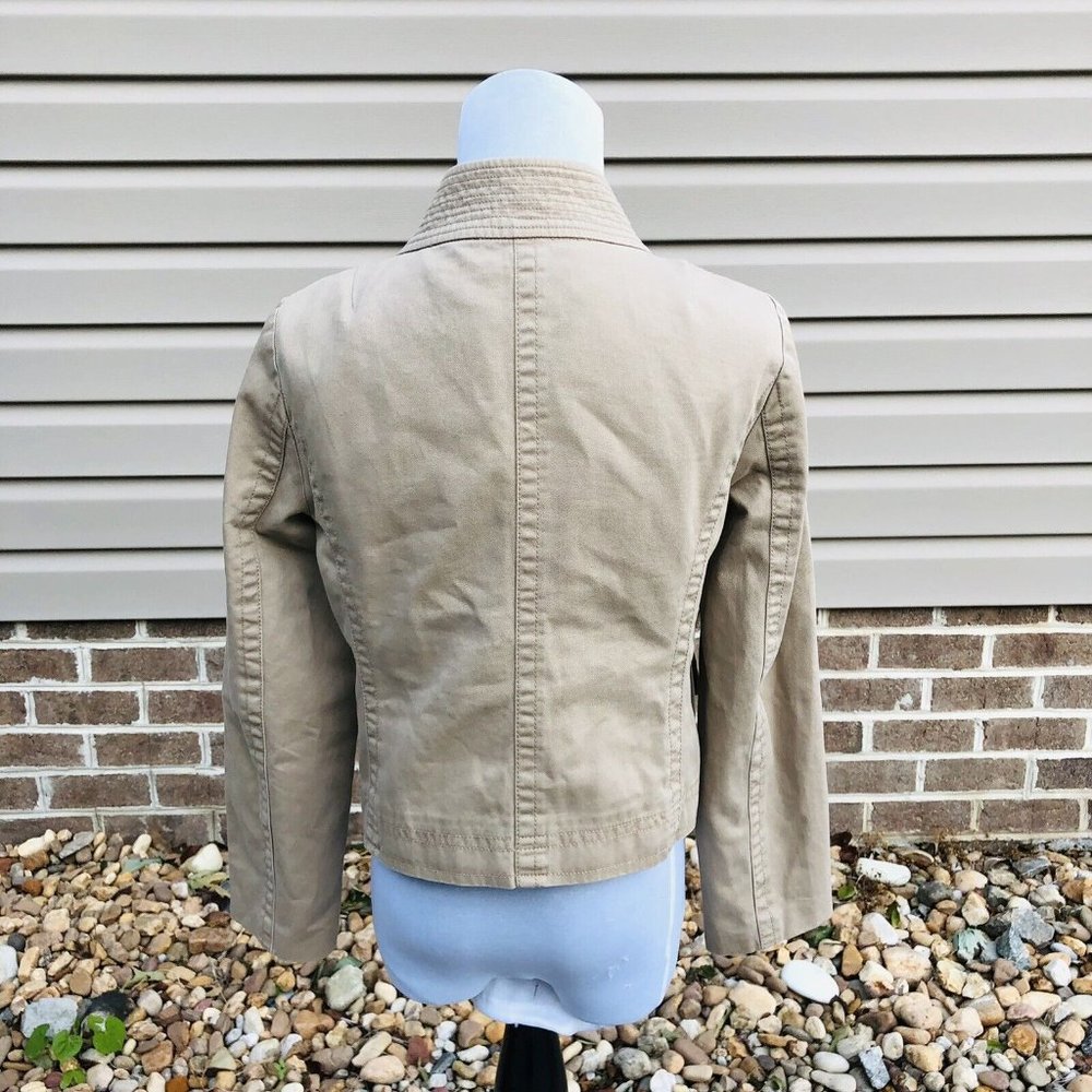 J. Crew Chino Boxy Khaki Tan Jacket Size 4 Hipster Boho Preppy Casual Layering - Picture 5 of 6